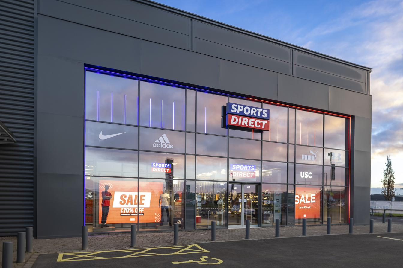 Belfast storefront at dusk