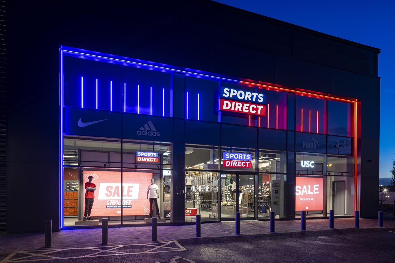 Belfast storefront at night