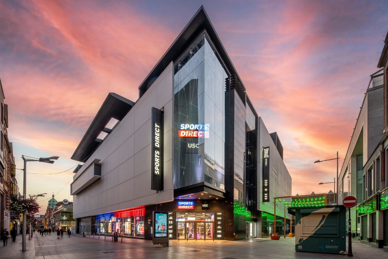 Dublin storefront at dusk